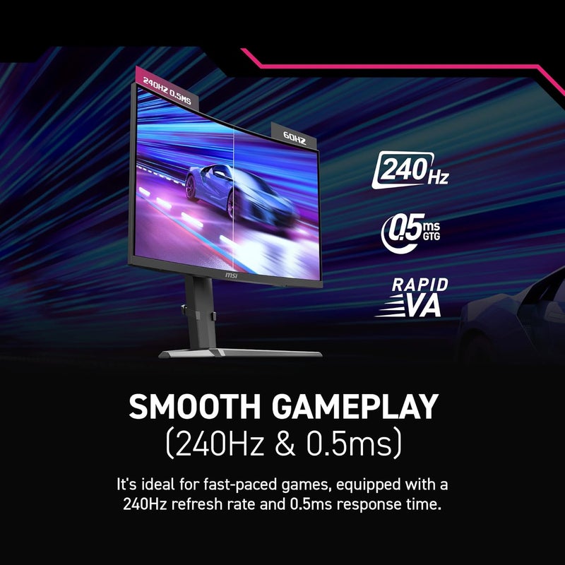 إم اس أي MSI MPG 275CQRXF 27-Inch QHD Curved Gaming Monitor with 240Hz Refresh Rate and Adaptive-Sync - Image 3