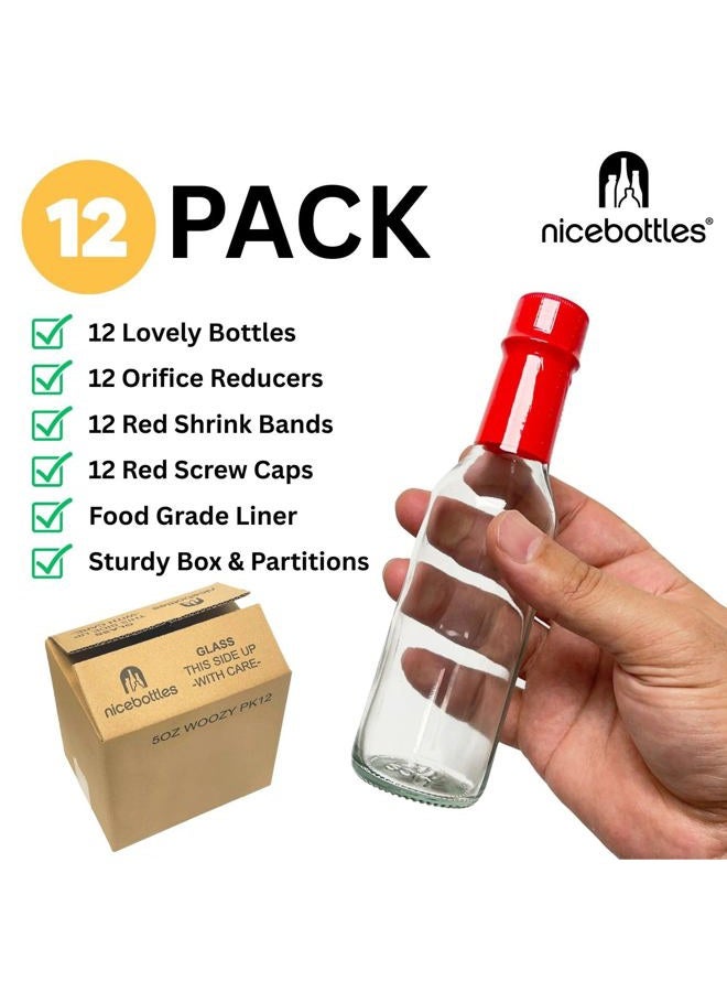 nicebottles Hot Sauce Bottles with Red Caps & Shrink Bands, 5 Oz - Case of 12 - Image 2