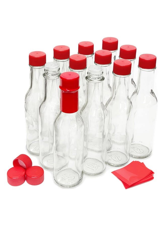 nicebottles Hot Sauce Bottles with Red Caps & Shrink Bands, 5 Oz - Case of 12 - Image 1