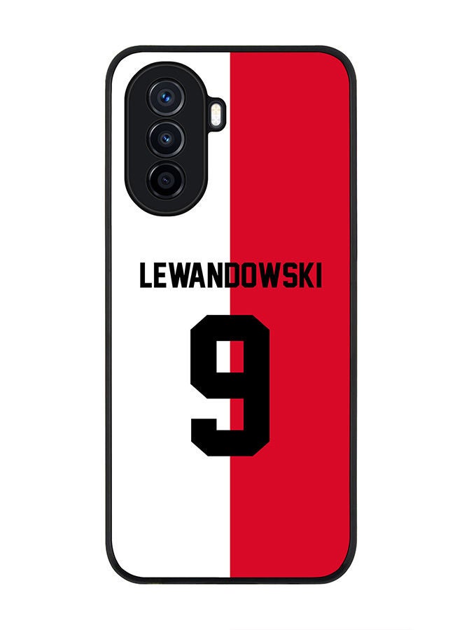Stylizedd Rugged Black edge case for Huawei Nova Y70  Slim fit Soft Case Flexible Rubber Edges Anti Drop TPU Gel Thin Cover - Football Team - Poland Player Name - Lewandowski - Image 1