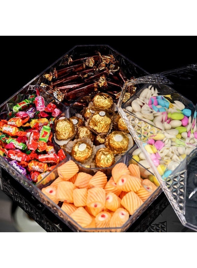 Acrylic Candy Serving Tray, 5 Compartments, Crystal Clear Storage Container for Snacks, Nuts, Sweets(Multicolored) - Image 5