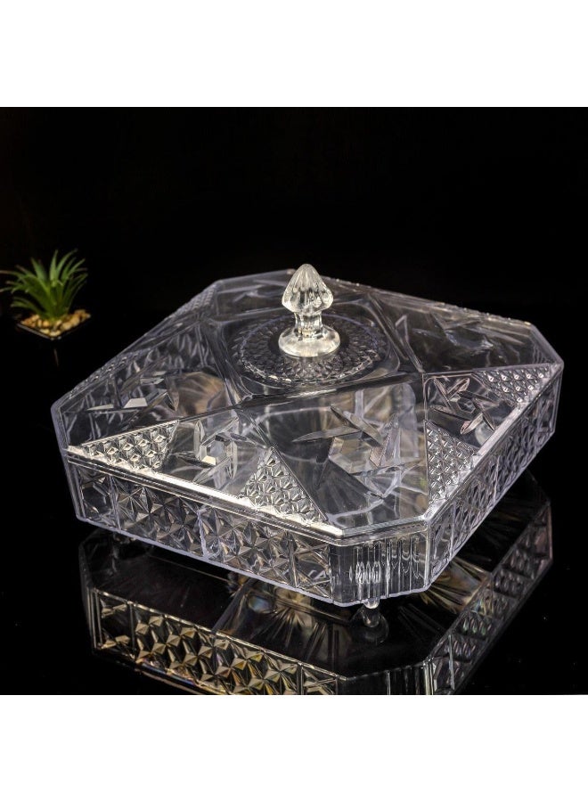 Acrylic Candy Serving Tray, 5 Compartments, Crystal Clear Storage Container for Snacks, Nuts, Sweets(Multicolored) - Image 2