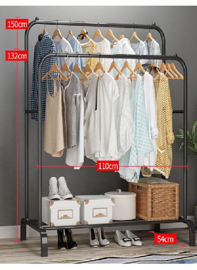 NKX Double Pole Stainless Steel Cloth Hanging Coat Stand and Shoe Rack  - Image 5
