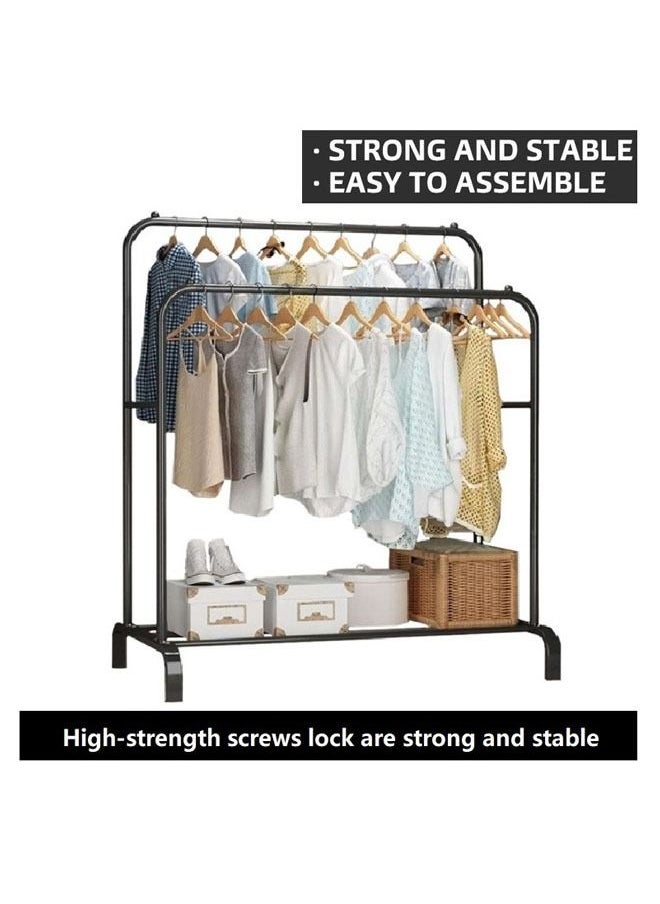 NKX Double Pole Stainless Steel Cloth Hanging Coat Stand and Shoe Rack  - Image 4