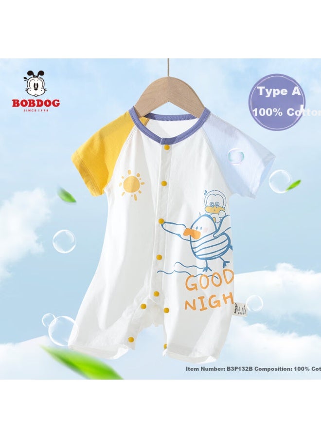 Babu Bean Baby Summer Thin Cotton Romper Newborn Short Sleeve Outing Bodysuit Hug Clothes Crawling Clothes Summer Outfit - Image 1