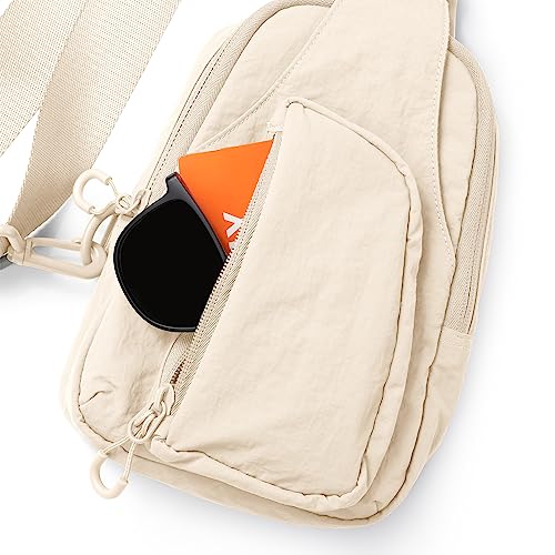 ODODOS Daily Sling Bag with Adjustable Straps Crossbody Chest Bag Lightweight Small Backpack for Casual Outdoor Traveling Hiking, Ivory - Image 4