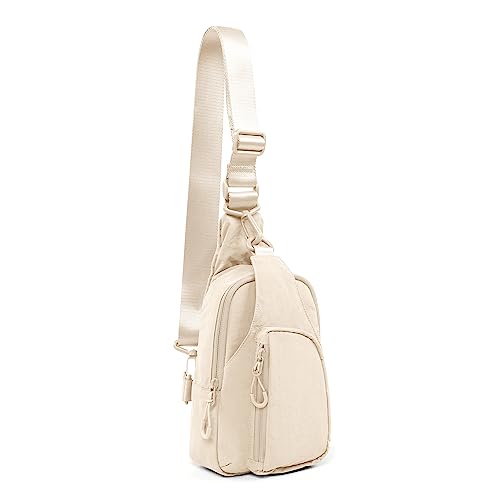 ODODOS Daily Sling Bag with Adjustable Straps Crossbody Chest Bag Lightweight Small Backpack for Casual Outdoor Traveling Hiking, Ivory - Image 1