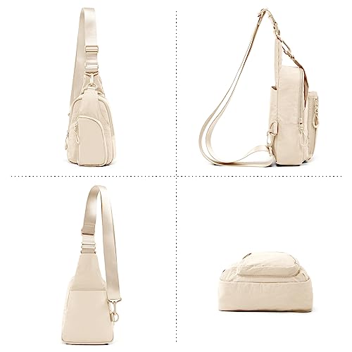 ODODOS Daily Sling Bag with Adjustable Straps Crossbody Chest Bag Lightweight Small Backpack for Casual Outdoor Traveling Hiking, Ivory - Image 5