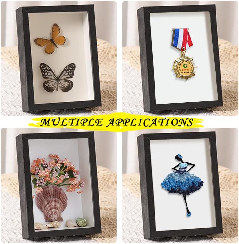 4x6 Small Shadow Box Frame Display Case , Display Case Box for Memorabilia, Medal, Wedding Memories, Crafts, Tickets and Photos (Black, 4x6) - Image 5