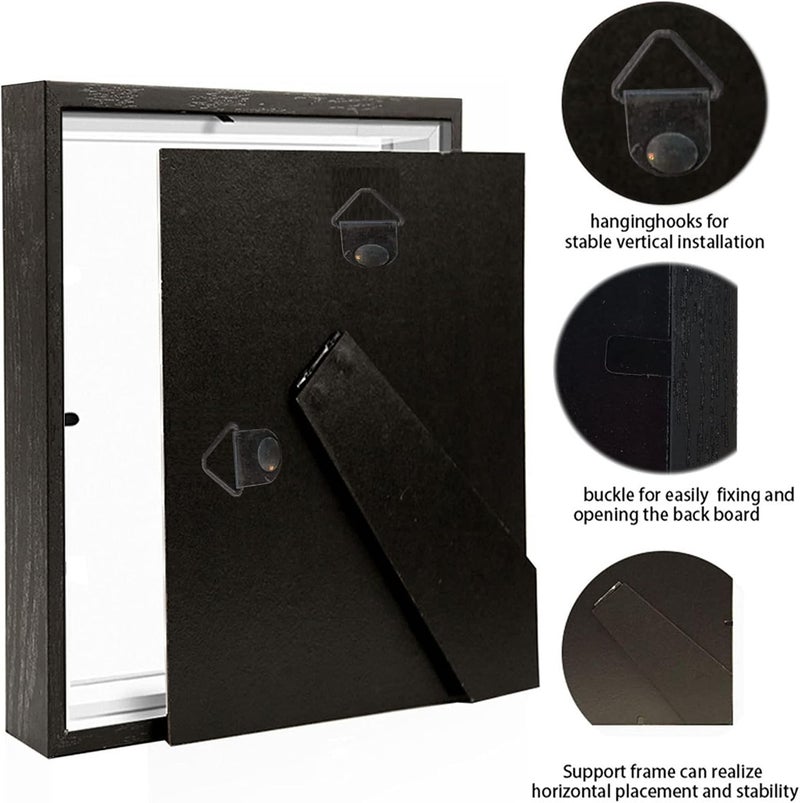 4x6 Small Shadow Box Frame Display Case , Display Case Box for Memorabilia, Medal, Wedding Memories, Crafts, Tickets and Photos (Black, 4x6) - Image 3