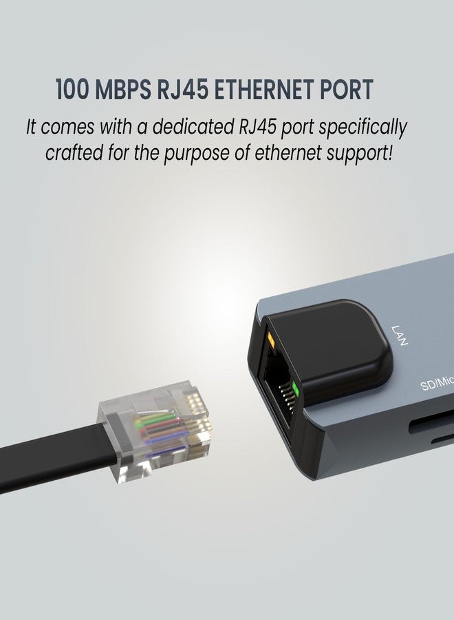Portronics Mport 8 USB-C USB Hub/Docking Station(8-in-1) with 4K 30Hz HDMI, 100 Mbps Ethernet, USB 3.0, microSD/SD Card Reader, Type-C Data, PD Charging, USB 2.0, Type-C Plug for Laptop, Mac, PC - Image 3