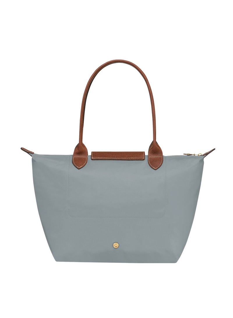 Longchamp LONGCHAMP Short Handle Zipper Snap Closure Canvas and Leather Trimmed Tote Bag Medium Women's - Image 4