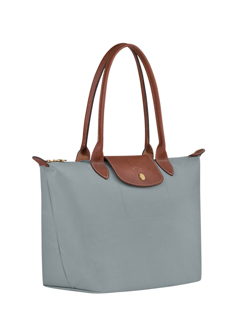 Longchamp LONGCHAMP Short Handle Zipper Snap Closure Canvas and Leather Trimmed Tote Bag Medium Women's - Image 3