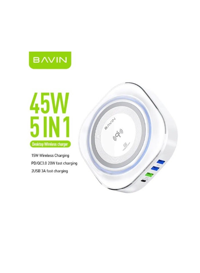 Bavin Desktop Wireless charger 45W -  5 IN 1 - Image 1