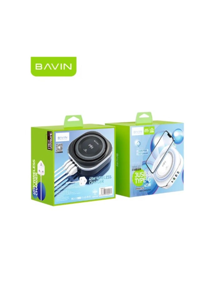 Bavin Desktop Wireless charger 45W -  5 IN 1 - Image 2
