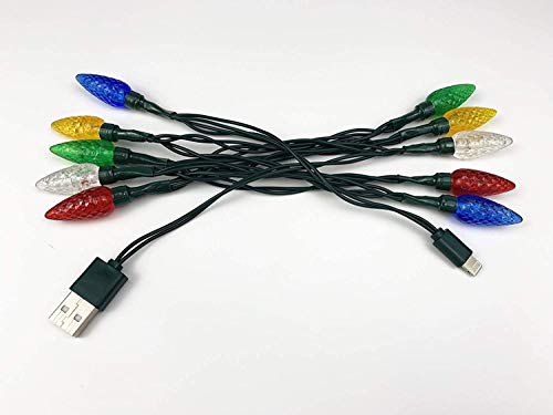 Intotal Holiday LED Christmas Lights Charging Cable, USB and Bulb Charger, 50 Inch 10 LED Multicolor Christmas Cable for Phone 5 5s 6 6plus 6s 6s Plus 7 7plus 8 8plus X XR XS XS Max 11Pro Max etc (2pcs) - Image 5