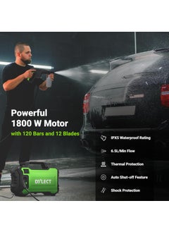 Dylect DYLECT Ultra Clean Plus High Pressure Car Washer Pump 1800 Watts Motor 120 Bars Pressure 65LMin Flow Rate 5m Outlet Hose Portable for Bike and Home Cleaning Includes 11 Accessories  - Image 2