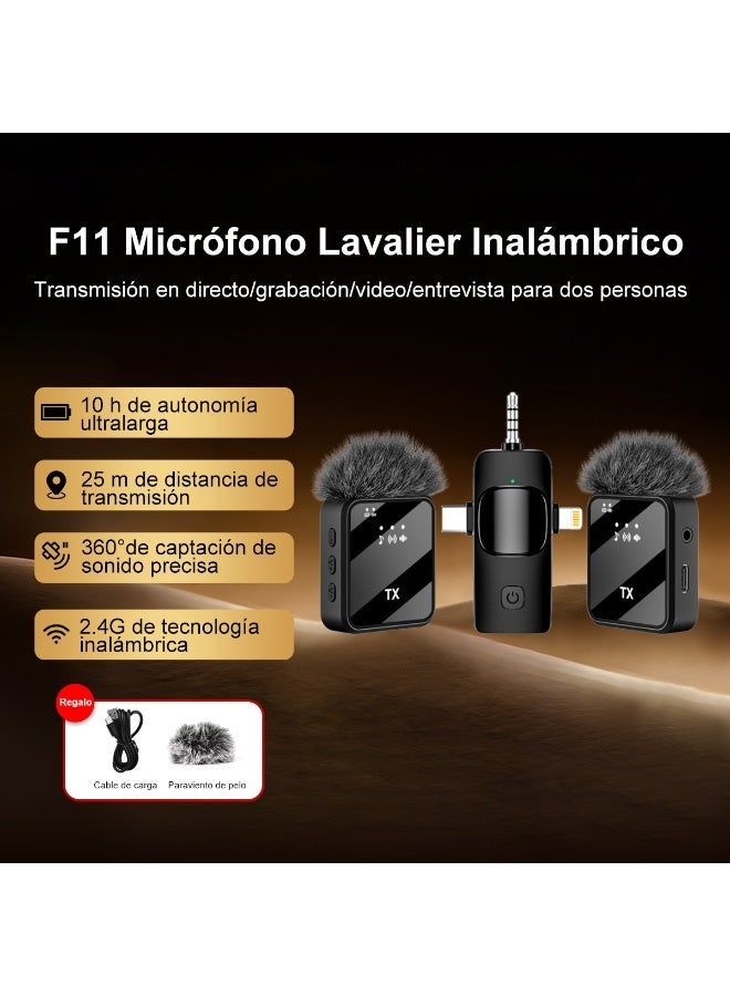 Wireless Lavalier Microphone 2.4G with DSP & ANC Noise Cancellation – Clip-On Mic for Vlog, Live Streaming, Interview & Outdoor Recording - Image 2