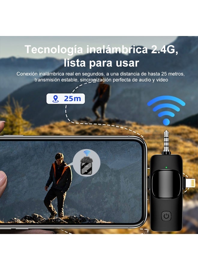 Wireless Lavalier Microphone 2.4G with DSP & ANC Noise Cancellation – Clip-On Mic for Vlog, Live Streaming, Interview & Outdoor Recording - Image 5