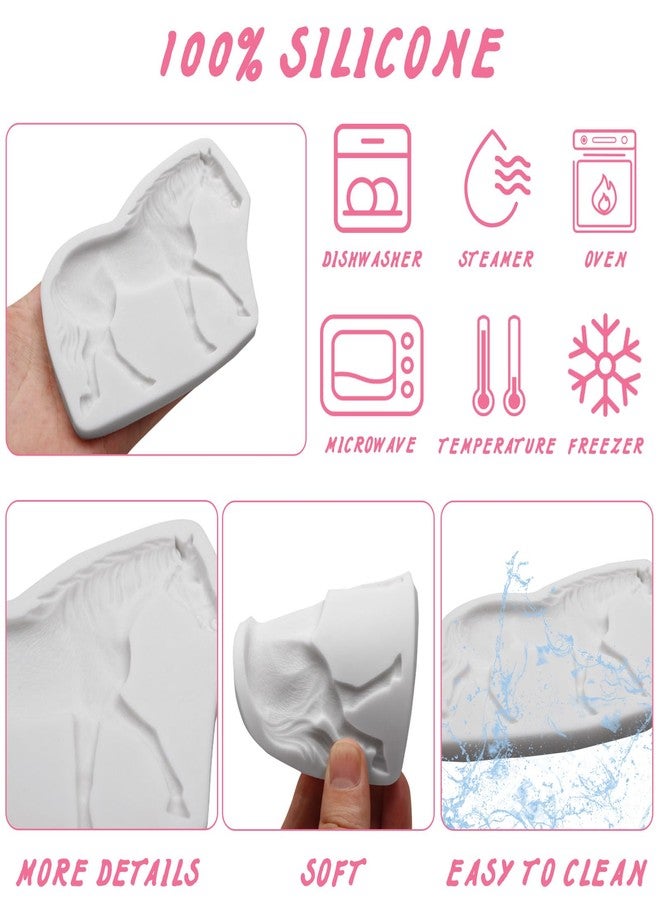 Caregene Horse Resin Mold Horse Head Shaped Cake Molds Running Horses Silicone Chocolate Mold for Resin Casting Cake Decorating Fondant Candy Cupcake Topper Gum Paste Polymer Clay Set Of 2 - Image 3