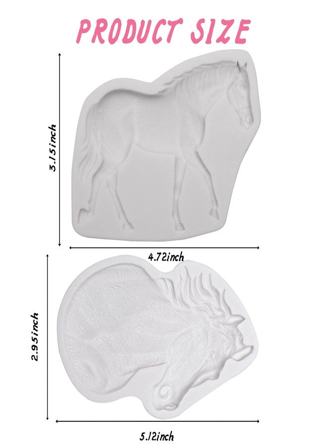 Caregene Horse Resin Mold Horse Head Shaped Cake Molds Running Horses Silicone Chocolate Mold for Resin Casting Cake Decorating Fondant Candy Cupcake Topper Gum Paste Polymer Clay Set Of 2 - Image 2