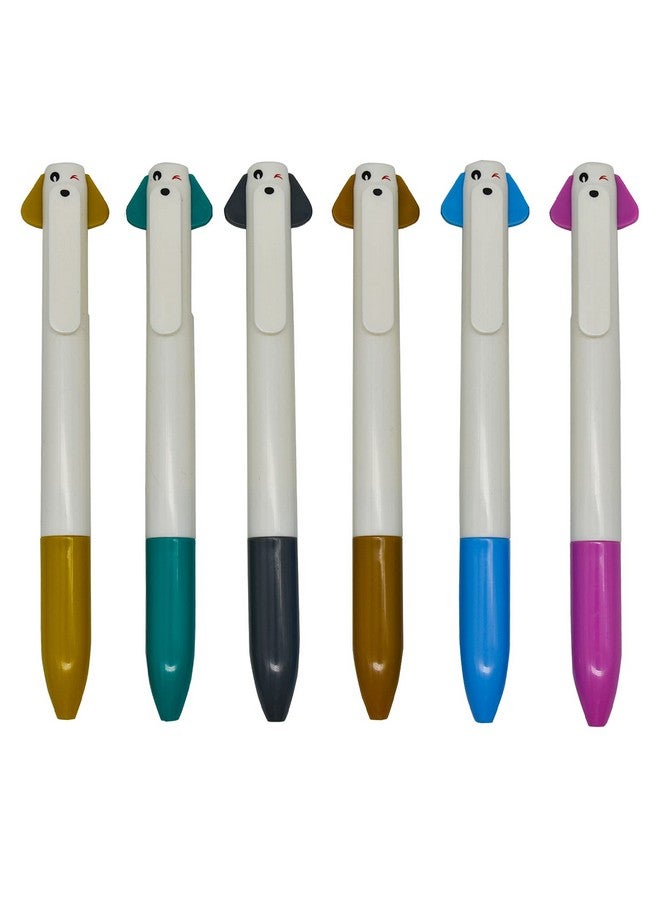 مايداهوي 12 قطعة من أقلام الحبر الجاف على شكل كلب لطيف على شكل جرو حيوان كرتوني لطيف 2 في 1 أقلام قابلة للسحب باللون الأسود والأحمر حبر جل تصميم محمول لطلاب المدارس الأولاد - Image 1