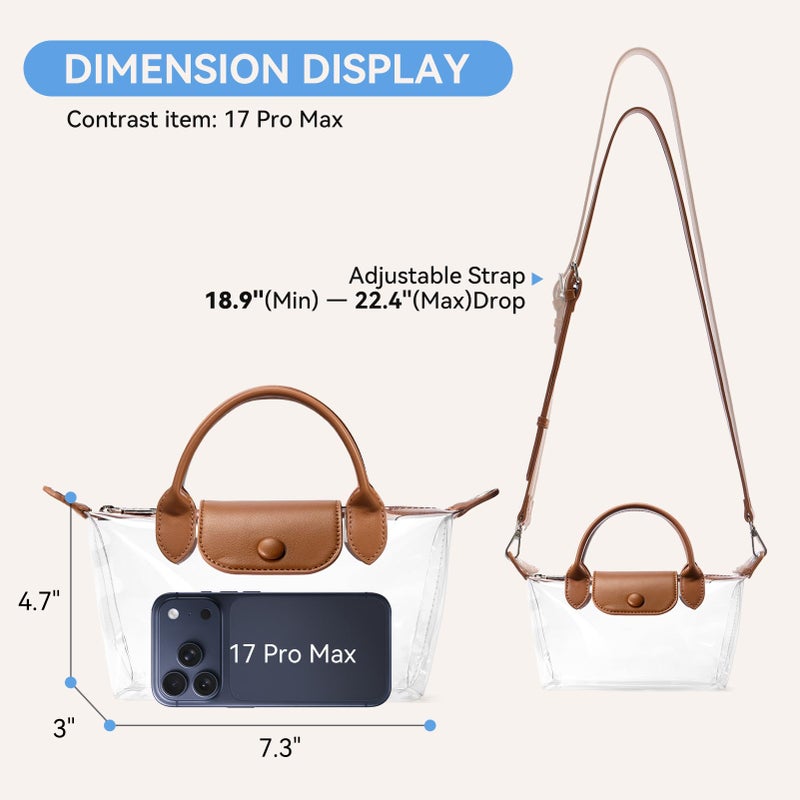 BOSTANTEN Clear Bag for Stadium Approved Small Crossbody Purse Handbags for Concerts Sports Events Brown - Image 4