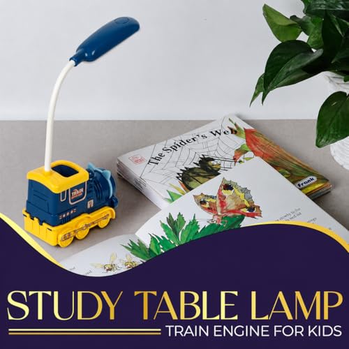 Lexton Train Engine Kids Study Table Lamp | Eye-Friendly LED Reading Light with Adjustable Neck | USB Cable & 360° Rotation | Cute Desk Lamp for Children Bedroom, Study Table, Night Reading & Gifting - Image 2
