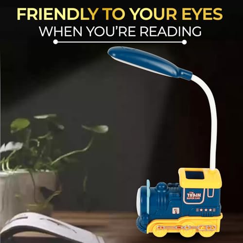 Lexton Train Engine Kids Study Table Lamp | Eye-Friendly LED Reading Light with Adjustable Neck | USB Cable & 360° Rotation | Cute Desk Lamp for Children Bedroom, Study Table, Night Reading & Gifting - Image 4