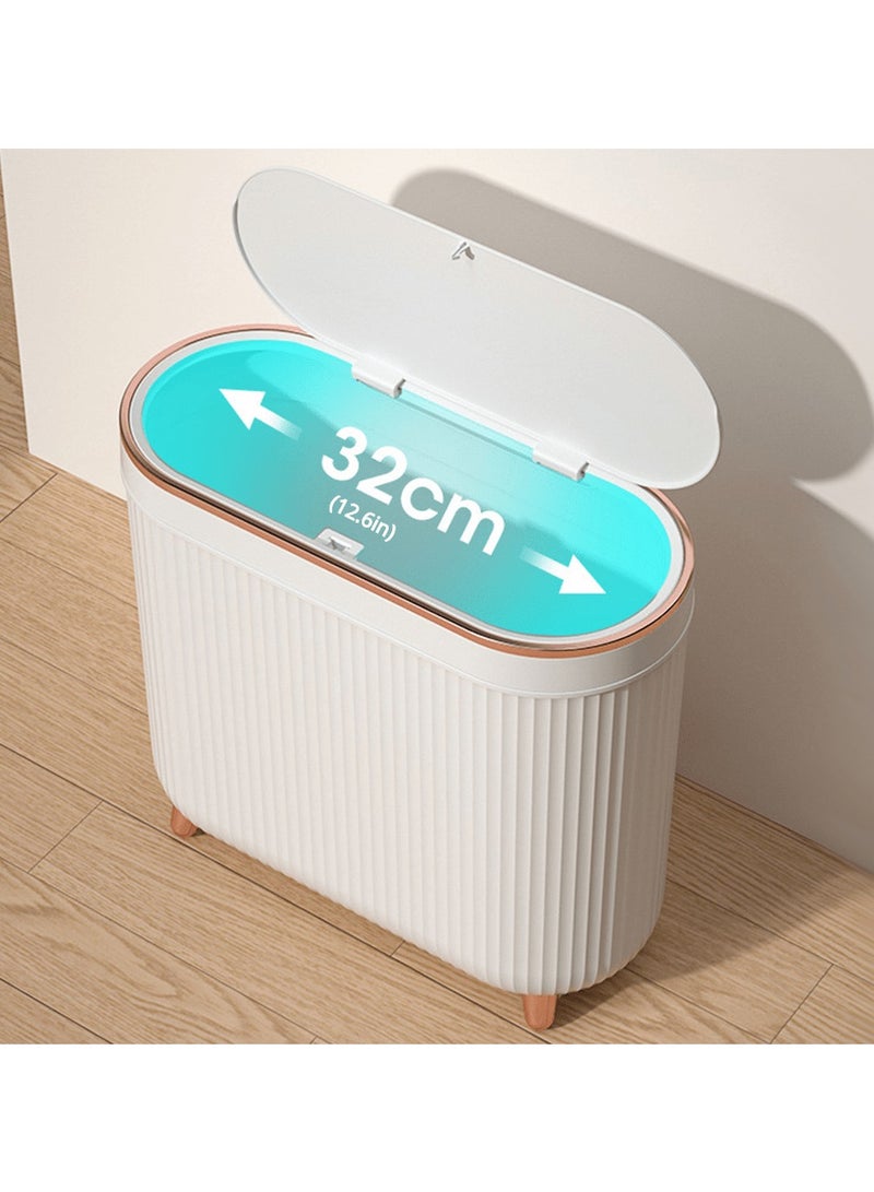 عربست 1 قطعة سلة قمامة سعة 12 لتر مزودة بقدم، سلة قمامة للحمام، سلة قمامة جانبية ذهبية مقاومة للماء مع أغطية، مستلزمات منزلية ومكتبية (أبيض) (خمس لفات إضافية من أكياس القمامة) - Image 5