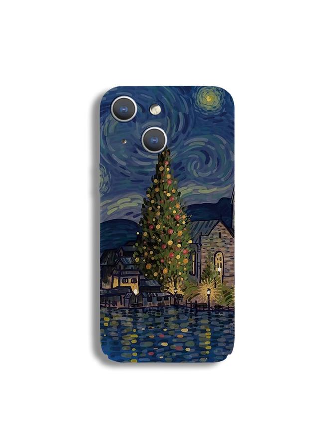 اس-توب جراب لهاتف iPhone 15 Plus بنمط رسم زيتي وثقوب دقيقة، جراب هاتف من الكمبيوتر الشخصي - Image 1