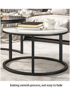 Rock Pow Minimalist Coffee Tables End Tables with Creative Transparent Rock Desktop 2Round Nesting Table Set for Living Room  - Image 4