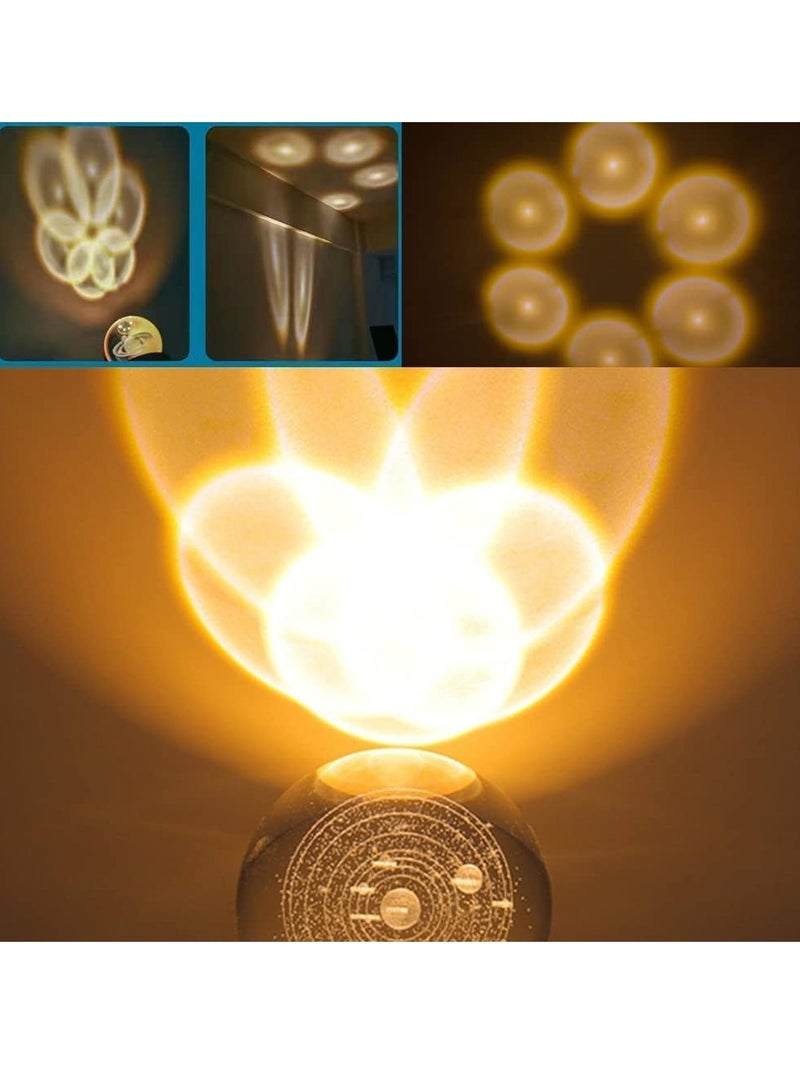 JOGAMS 3D Clear Galaxy Glass Crystal Ball LED Night Light with Wooden Base Ornaments Gifts Decorative Lamp with Touch Switch - Image 4