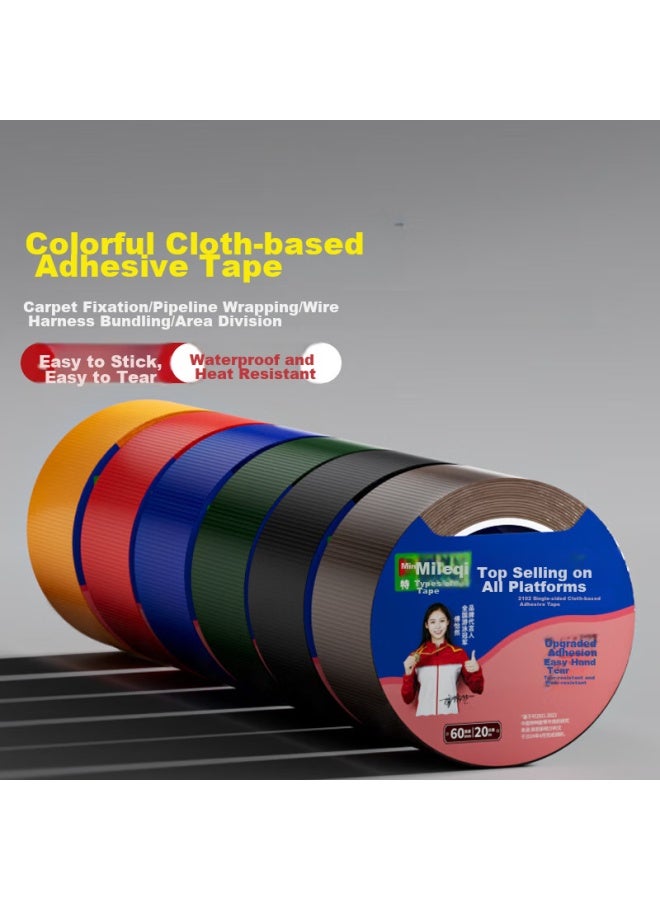 Miloch Milaiqi Single-Sided Colored Cloth-Based Tape, Strong Adhesion, Eco-Friendly, Waterproof, Wear-Resistant, Easy To Tear, Hotel Carpet Film, Fixing Tape, White - 48Mm Wide * 20M Long [1 Roll] - Image 2