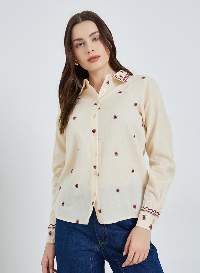 ستايلي بلوزة بأكمام طويلة ومطرز - Image 1