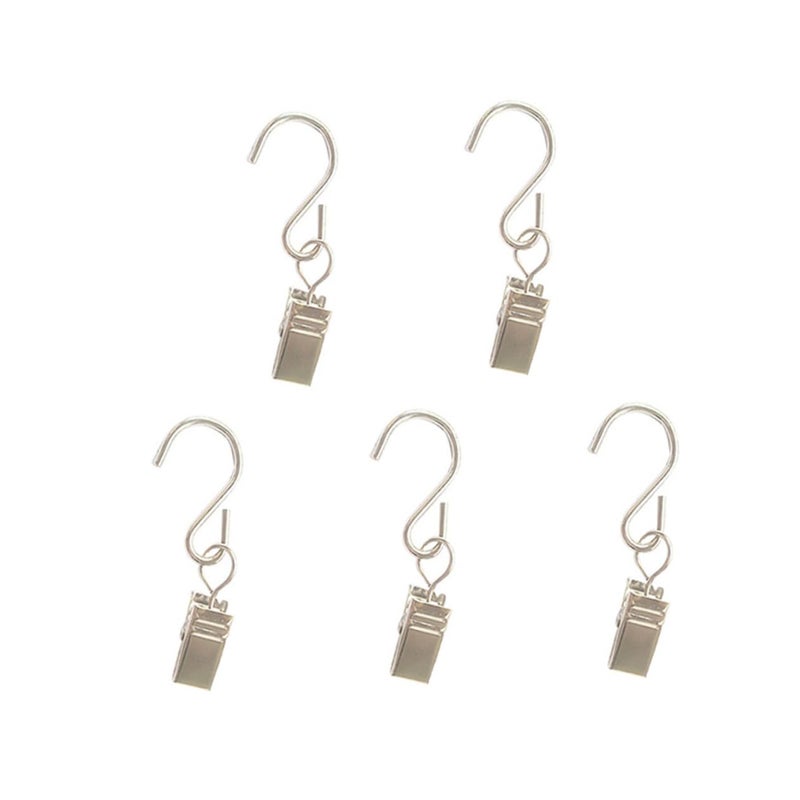 50pcs Metal Curtain Ring Clips Hooks for Hanging Lights Decorations Outdoor Silver - Image 2