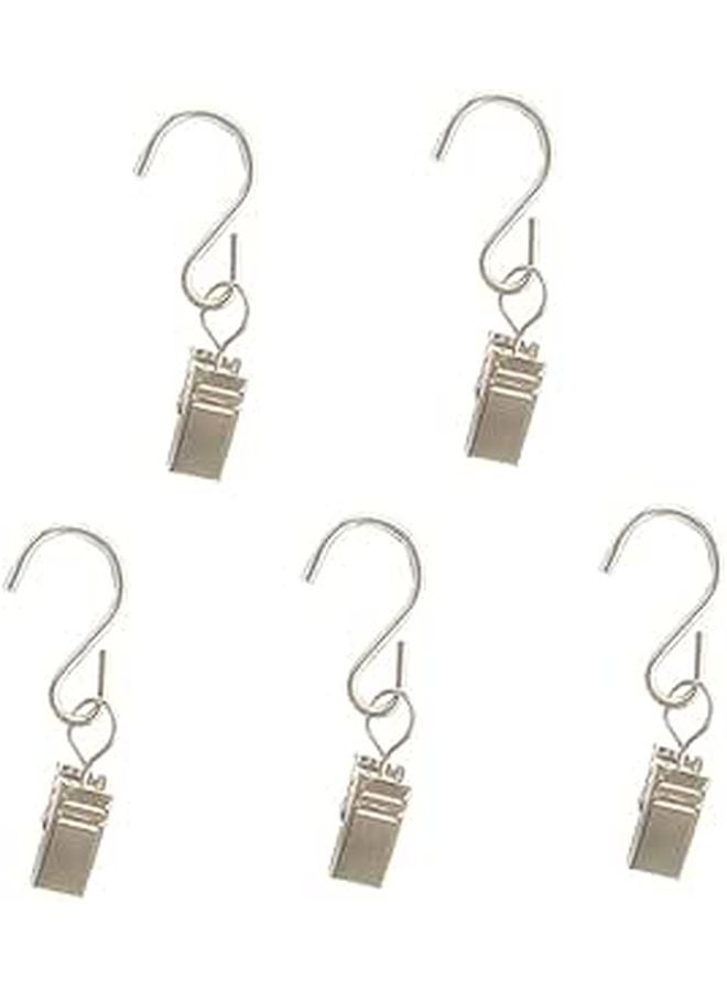 50pcs Metal Curtain Ring Clips Hooks for Hanging Lights Decorations Outdoor Silver - Image 1