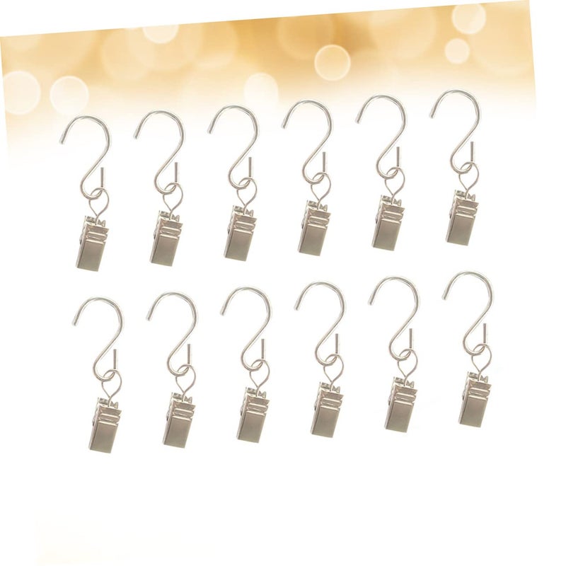 50pcs Metal Curtain Ring Clips Hooks for Hanging Lights Decorations Outdoor Silver - Image 3