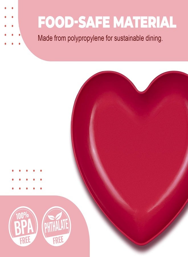 MATICAN Heart Shaped Plates, 6-Pack Red Heart Small Plastic Dessert Plates for Valentine's Day, Birthdays, Bridal Showers, Baby Showers, 5.87 x 5.32 x 1.18 Inches - Image 4