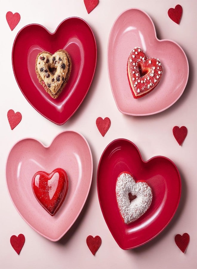 MATICAN Heart Shaped Plates, 6-Pack Red Heart Small Plastic Dessert Plates for Valentine's Day, Birthdays, Bridal Showers, Baby Showers, 5.87 x 5.32 x 1.18 Inches - Image 2
