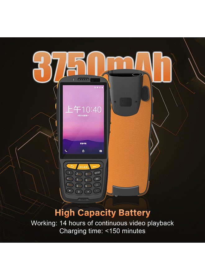Android 9.0 Barcode Scanner PDA Handheld POS Terminal Inventory Machine 1D/2D/QR Scanner with 4 Inch Touchscreen Support 2/3/3G WiFi BT Mobile Computer NFC Function