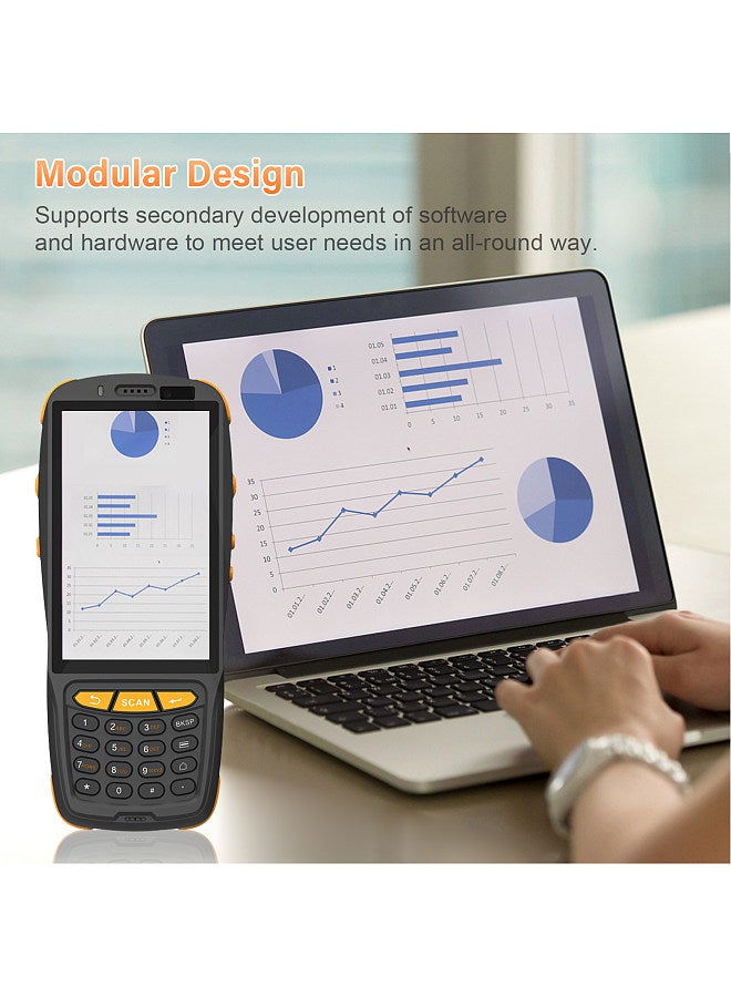 Android 9.0 Barcode Scanner PDA Handheld POS Terminal Inventory Machine 1D/2D/QR Scanner with 4 Inch Touchscreen Support 2/3/3G WiFi BT Mobile Computer NFC Function