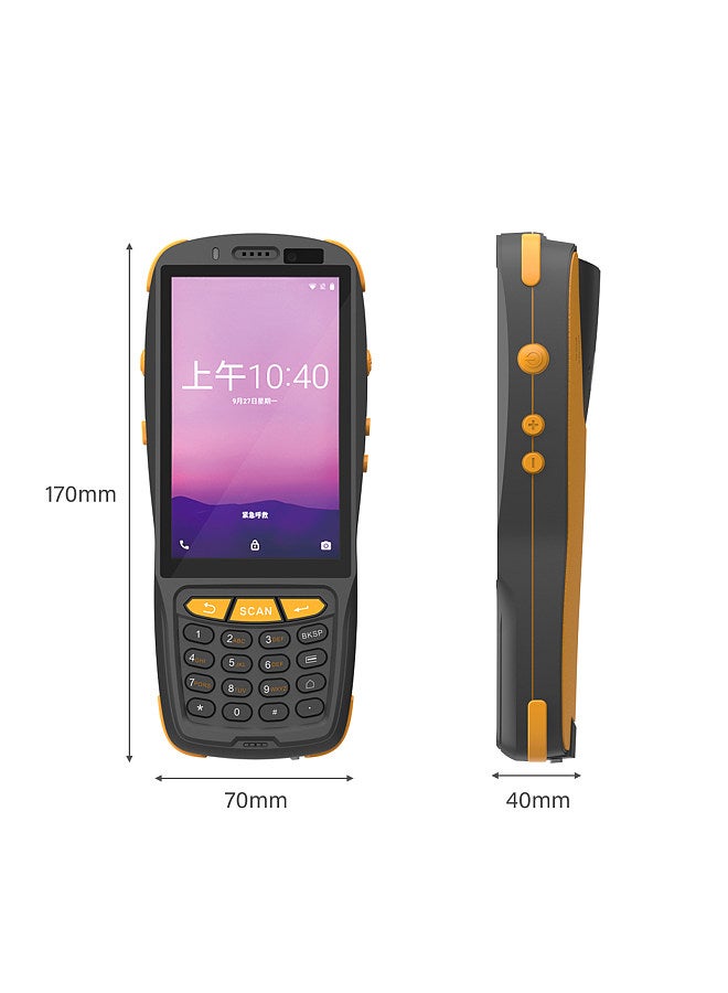 Android 9.0 Barcode Scanner PDA Handheld POS Terminal Inventory Machine 1D/2D/QR Scanner with 4 Inch Touchscreen Support 2/3/3G WiFi BT Mobile Computer NFC Function