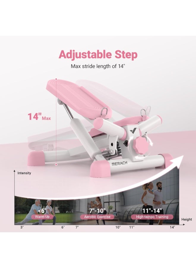 Merach 2-in-1 Mini Stepper for Home Exercise Step, Mini Stepper 150kg with LCD Monitor, Up-Down Swing Stepper with Power Ropes for Leg/Arm/Butt Training Stairmaster Exercise&Fitness Equipment - Image 5