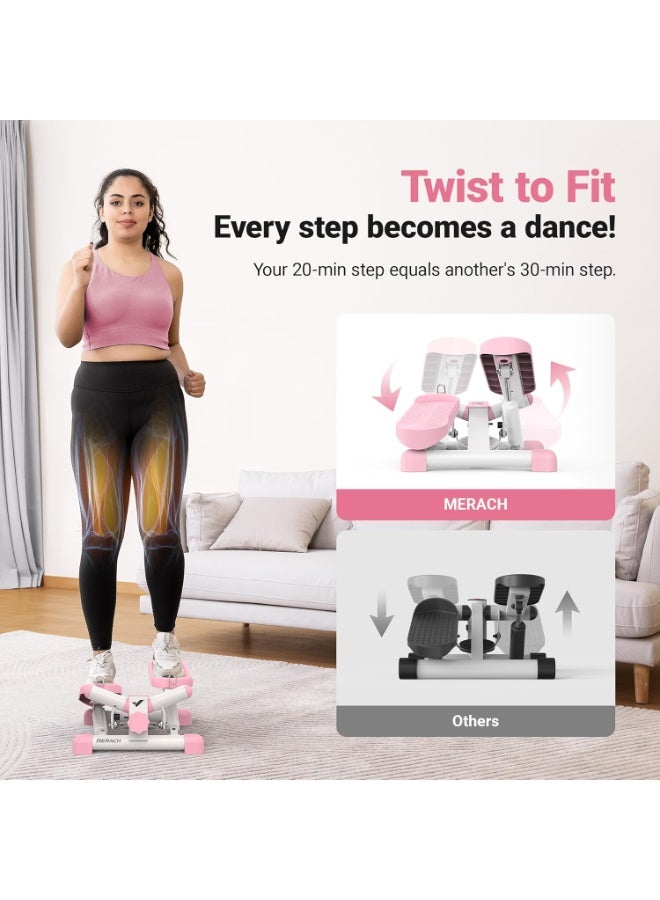 Merach 2-in-1 Mini Stepper for Home Exercise Step, Mini Stepper 150kg with LCD Monitor, Up-Down Swing Stepper with Power Ropes for Leg/Arm/Butt Training Stairmaster Exercise&Fitness Equipment - Image 4
