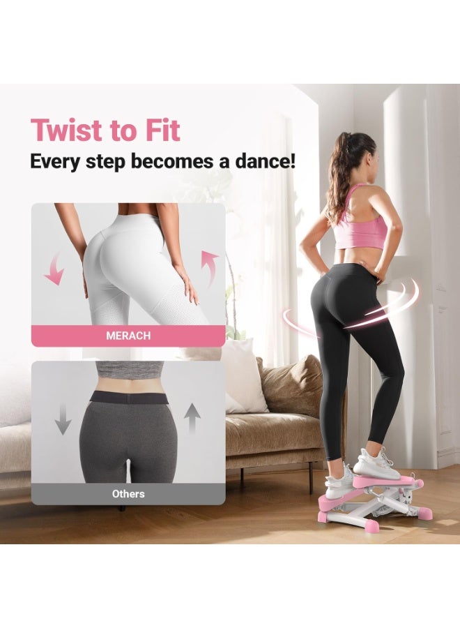 Merach 2-in-1 Mini Stepper for Home Exercise Step, Mini Stepper 150kg with LCD Monitor, Up-Down Swing Stepper with Power Ropes for Leg/Arm/Butt Training Stairmaster Exercise&Fitness Equipment - Image 2