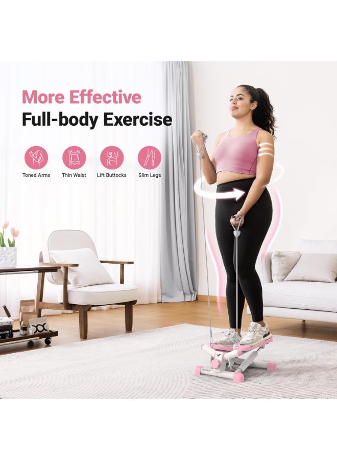 Merach 2-in-1 Mini Stepper for Home Exercise Step, Mini Stepper 150kg with LCD Monitor, Up-Down Swing Stepper with Power Ropes for Leg/Arm/Butt Training Stairmaster Exercise&Fitness Equipment - Image 3