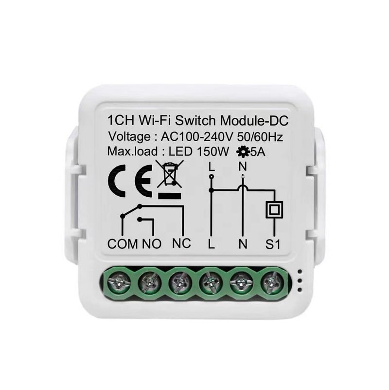 1-way 110V Smart Life Tuya App WiFi Relay, 2.4G WiFi, Flame Retardant PC Material, AC100-240V 50-60Hz, 50W Rated Power, Neutral & Live Wire Wiring, Overload Protection, Remote Voice Control, Manual Mobile APP Control, Home Use, 1 x On-Off Switch - Image 1