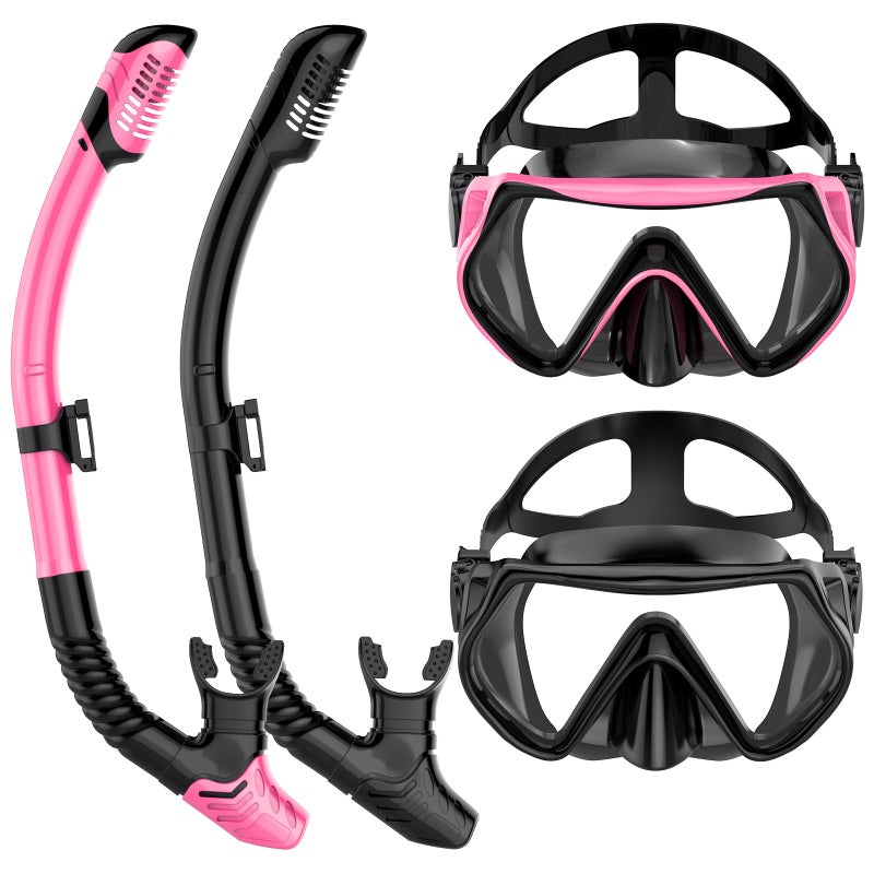 wutrye Snorkeling Gear for Adults, Dry-Top Snorkel Set Scuba Diving mask, Snorkel Mask, Panoramic Anti-Leak Anti-Fog Tempered Glass Lens, Swimming Training Snorkeling Packages - Image 1