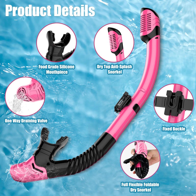 wutrye Snorkeling Gear for Adults, Dry-Top Snorkel Set Scuba Diving mask, Snorkel Mask, Panoramic Anti-Leak Anti-Fog Tempered Glass Lens, Swimming Training Snorkeling Packages - Image 5